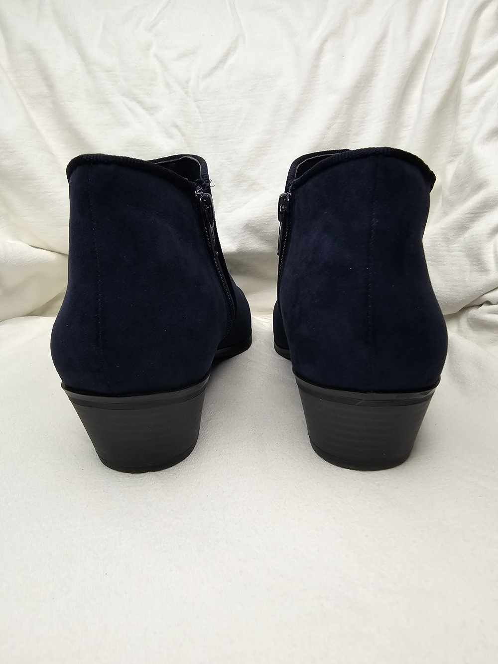 Style & Co. Wileyy Navy Faux Suede Ankle Booties Low Block Heel - Picture 11 of 16